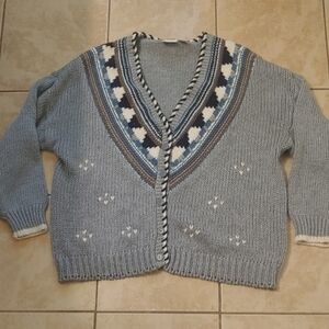 VTG Backroad Blues Hand Knit Cardigan Women's Size 24W